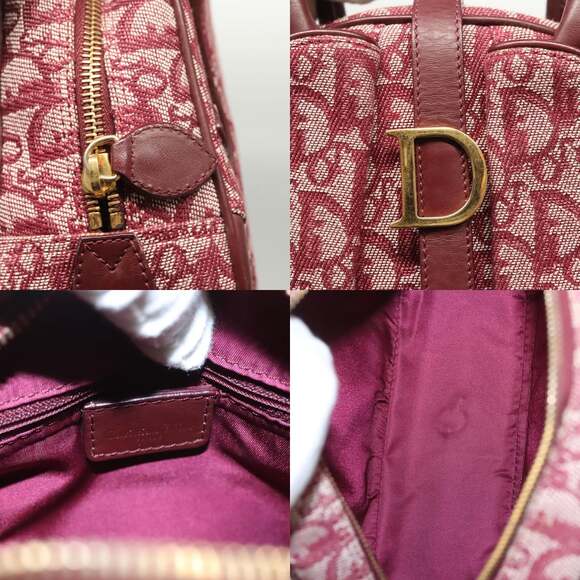 DIOR Trotter Canvas Saddle Hand Bag Red Gold - Picture 11 of 13